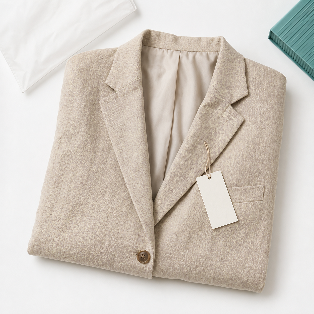 Neutral linen-blend jacket swap item photo